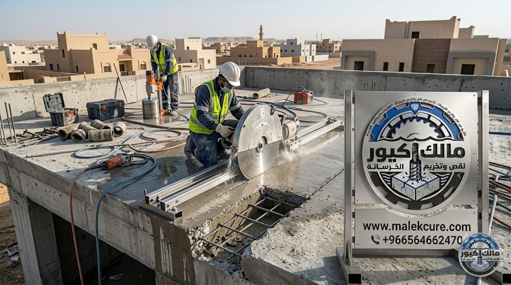 قص وتخريم الخرسانة بالجموم باستخدام المنشار الماسي والكور الماسي بدون تكسير لفتح الأبواب والشبابيك والمكيفات